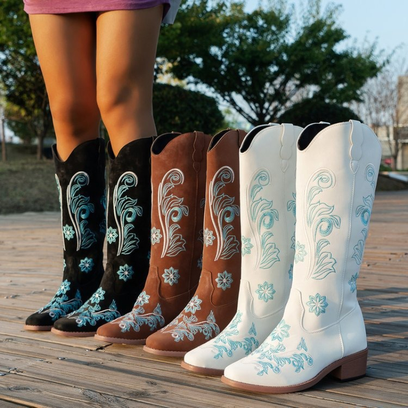 Embroidery Shoes - Retro Women Boot Fashion Women Knight