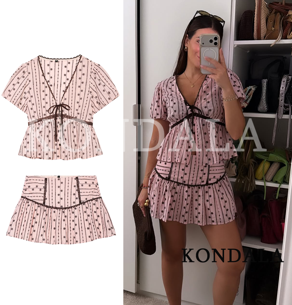 Embroidery Blouse - KONDALA Women Summer Chic Embroidery Skirts