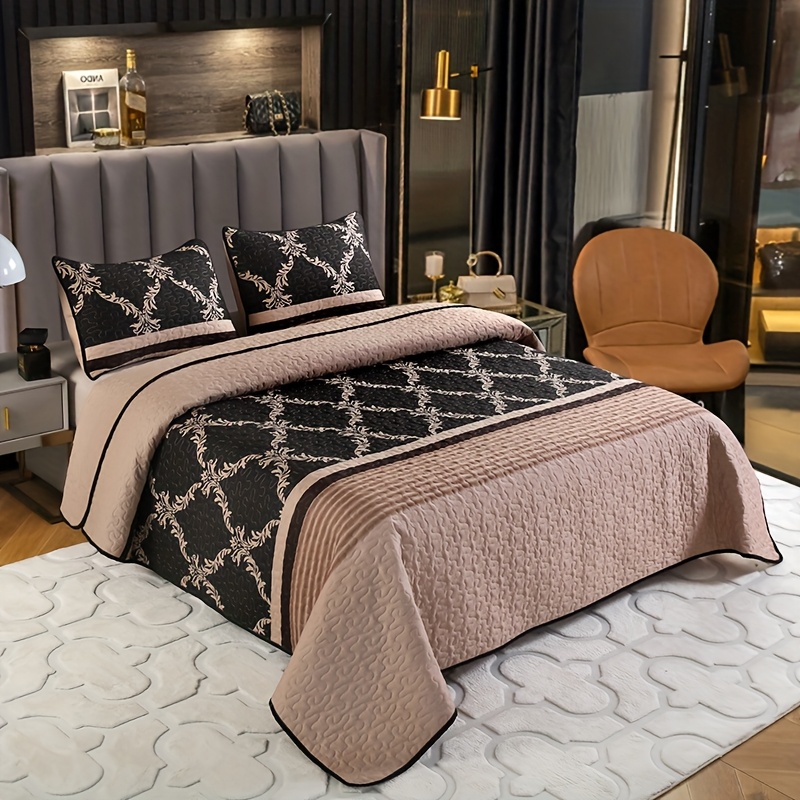 Embroidery Machine China - 3pcs Brushed Printed Quilted Bed Cover