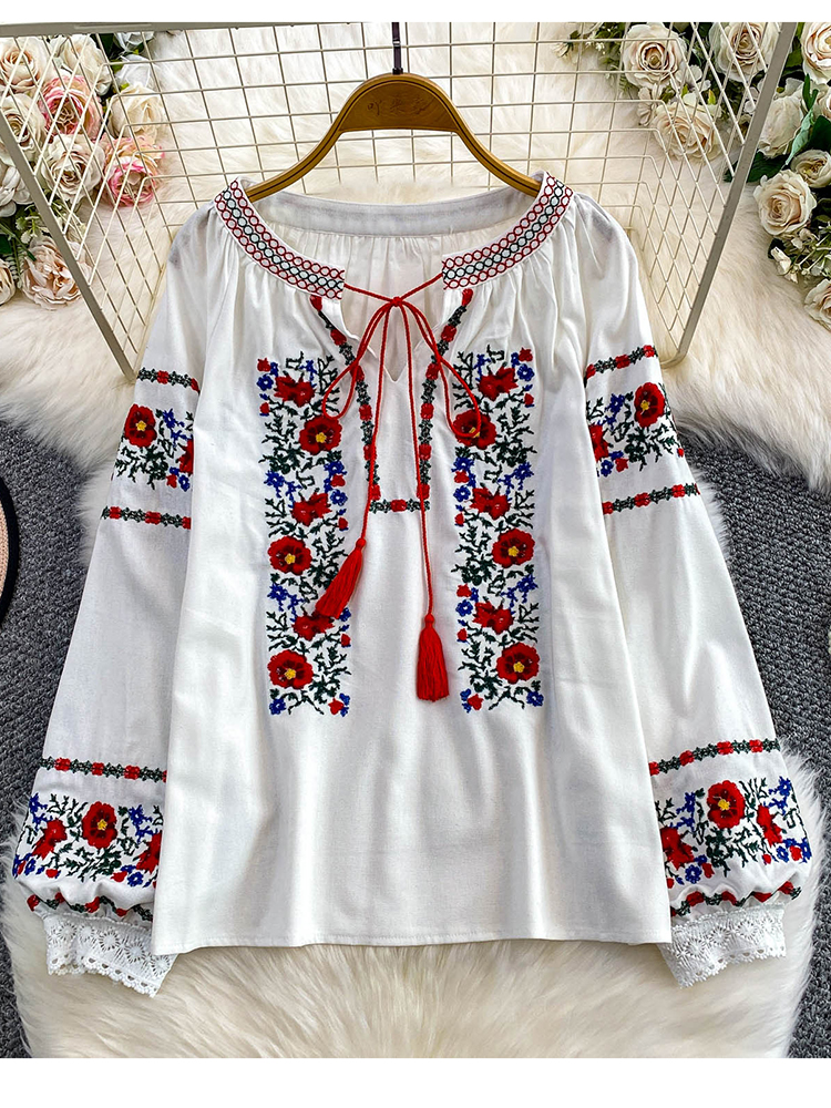 Embroidery Blouse - Women's Autumn Bohemian Blouse Ethnic Embroidered