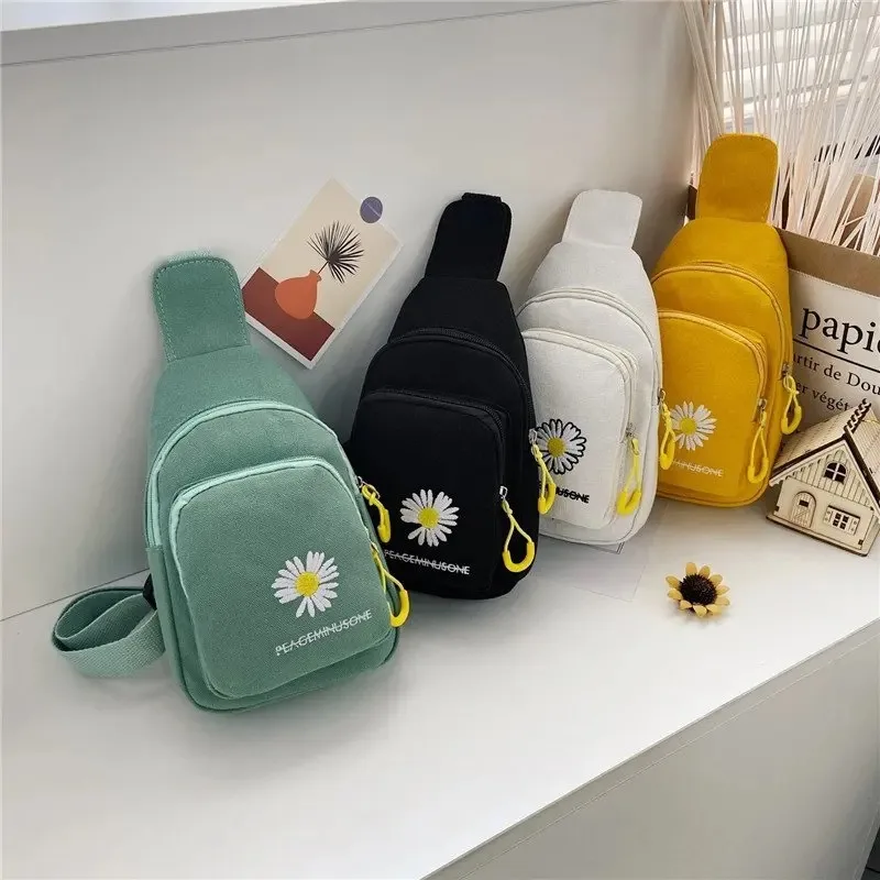 Embroidery Font - Embroidered Canvas Chest Bag Stylish Small