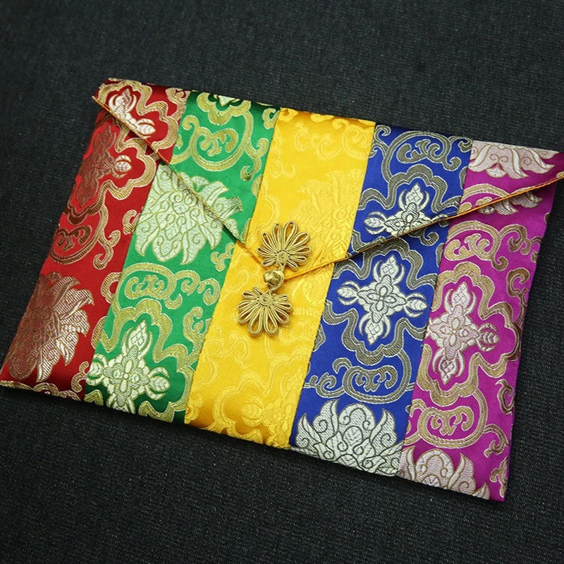 Embroidery Fonts - Colorful Buddhist Scripture Storage Bag Organizer