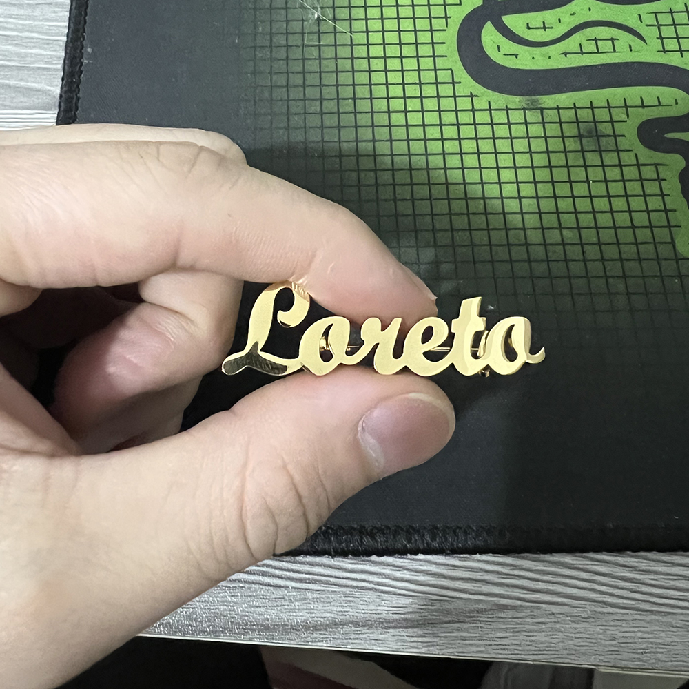 Custom name brooch interwoven  - Embroidery Initials review and price