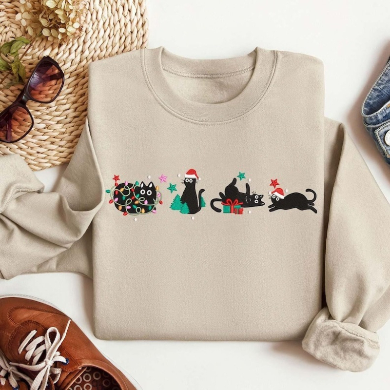 Black Christmas Cats Lover Xma - Embroidery Xmas Designs review and price