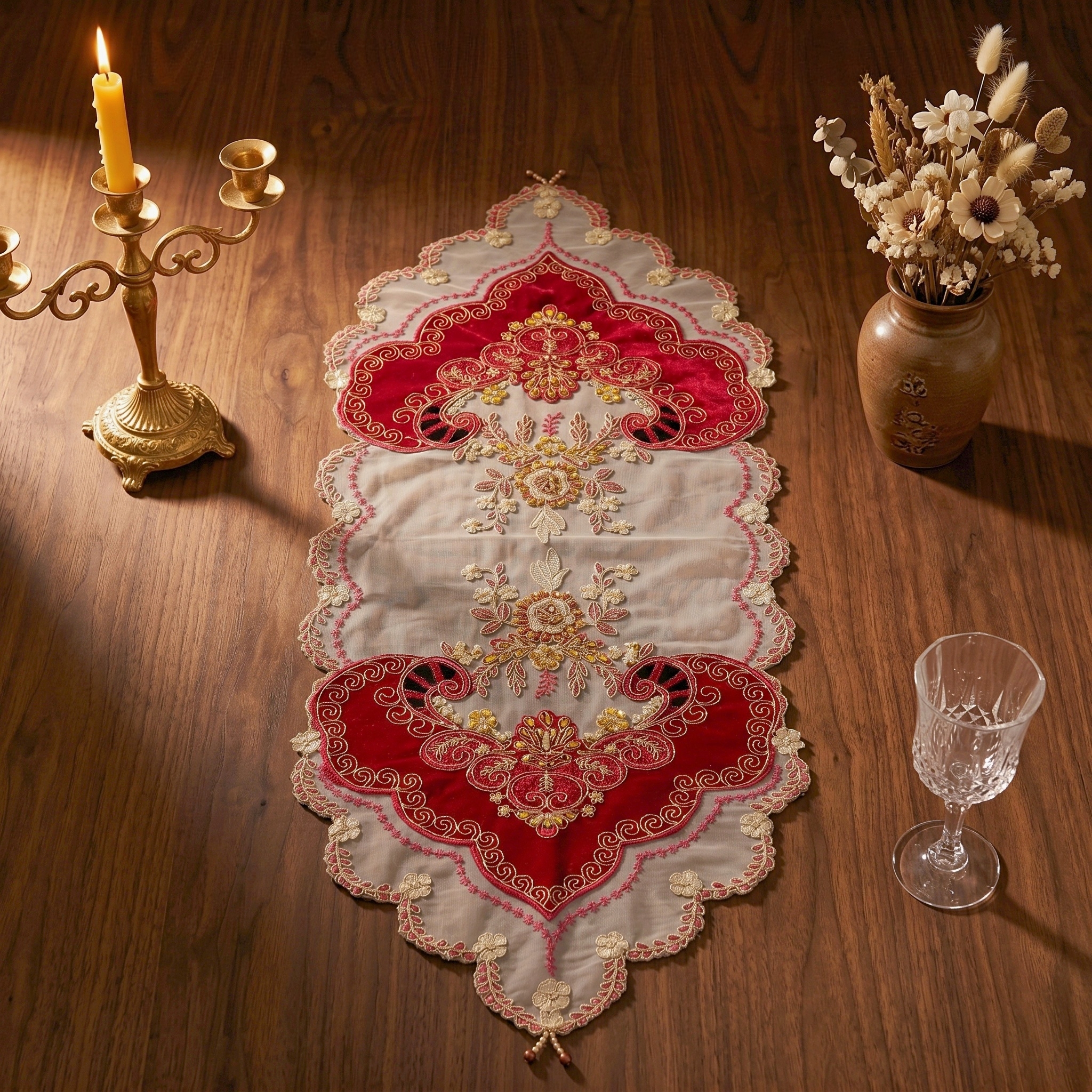 1pcs 40x100cm Red Velvet Table - Embroidery Xmas Designs review and price