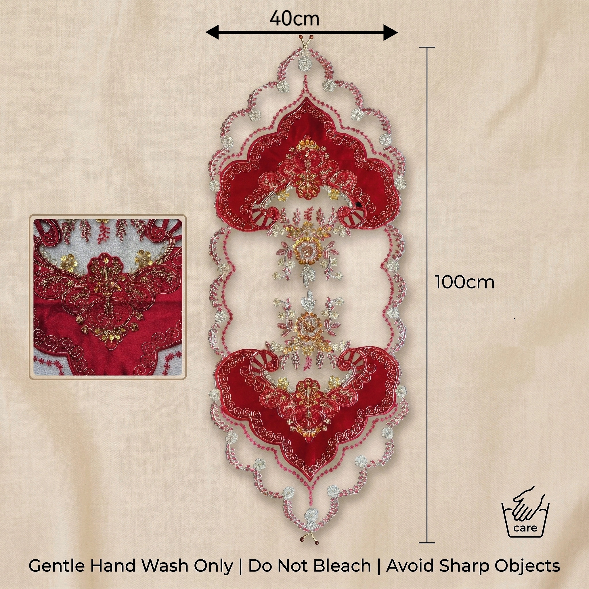 1pcs 40x100cm Red Velvet Table - Embroidery Xmas Designs review and price