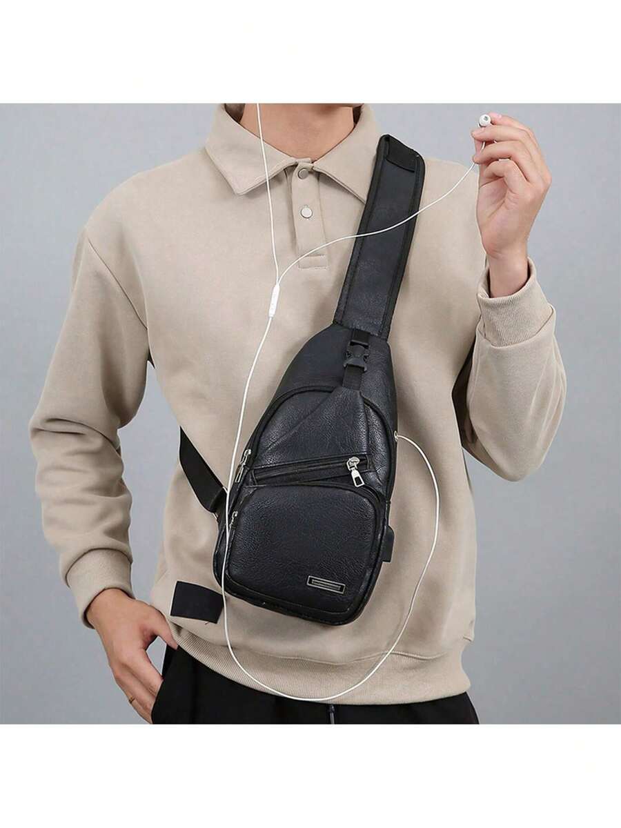Mens PU Leather Sling Bag With - Embroidery Bag review and price