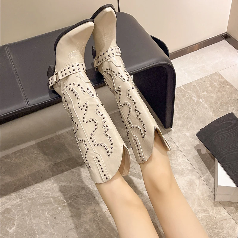 Autumn Winter Belt Buckle Rive - Embroidery Shoes review and price