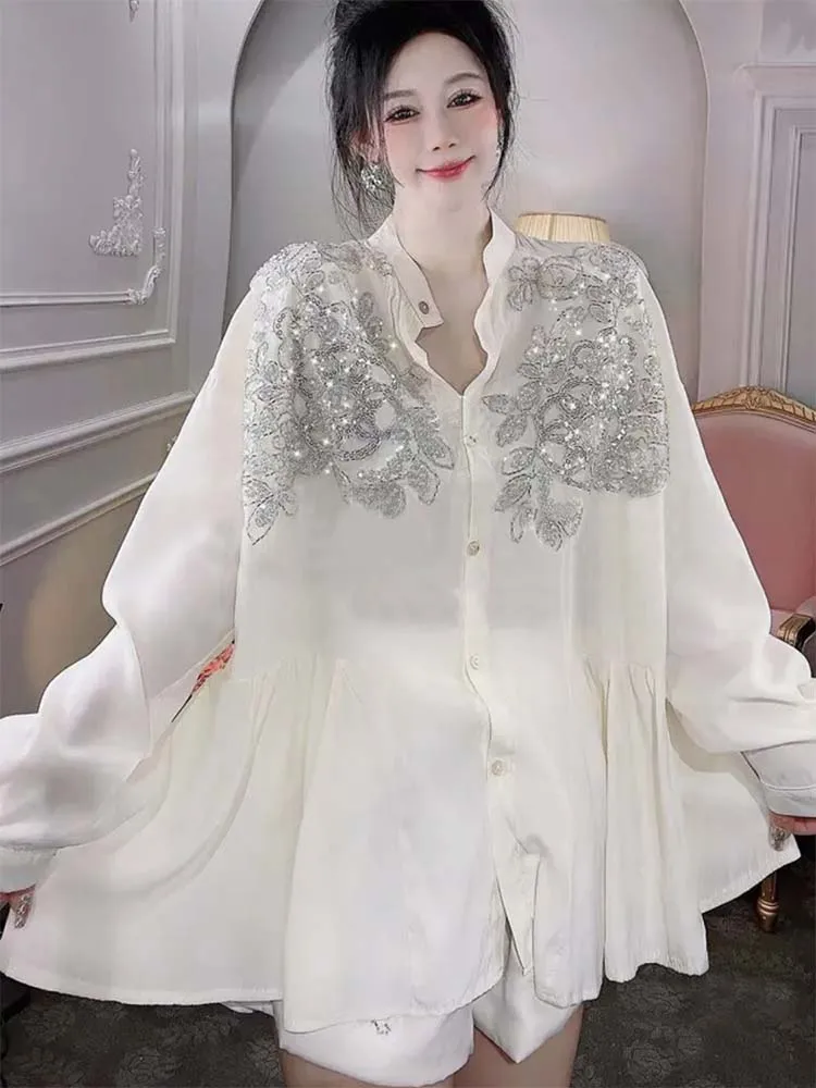 Transparent Flowers Embroidery - Embroidery Cotton Shirt review and price