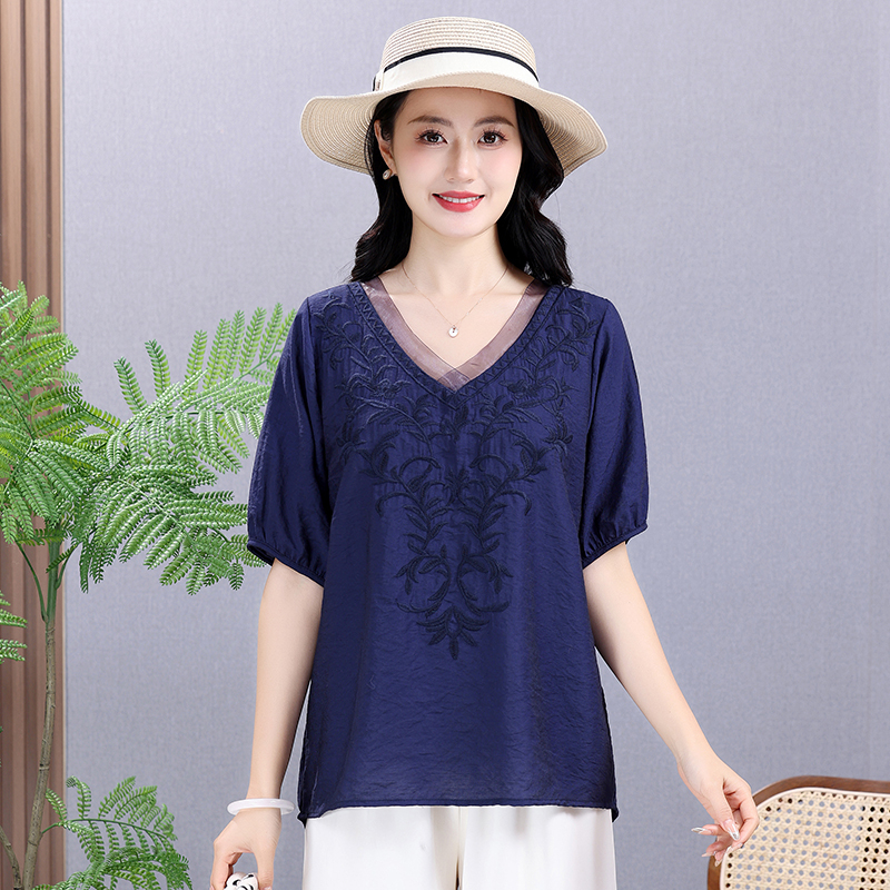 Summer Elastic Tee Shirt Solid - Embroidery Cotton Shirt review and price