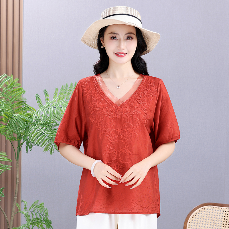 Summer Elastic Tee Shirt Solid - Embroidery Cotton Shirt review and price