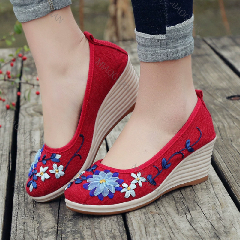 Embroidered Women Comfort Wedg - Embroidery Shoes review and price