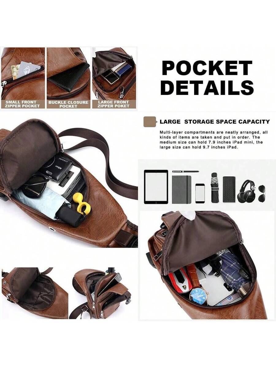 Mens Sling Bag With USB Port,  - Embroidery Bag review and price