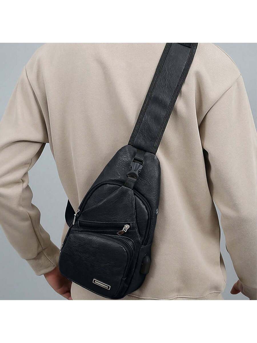 Mens Sling Bag With USB Port,  - Embroidery Bag review and price