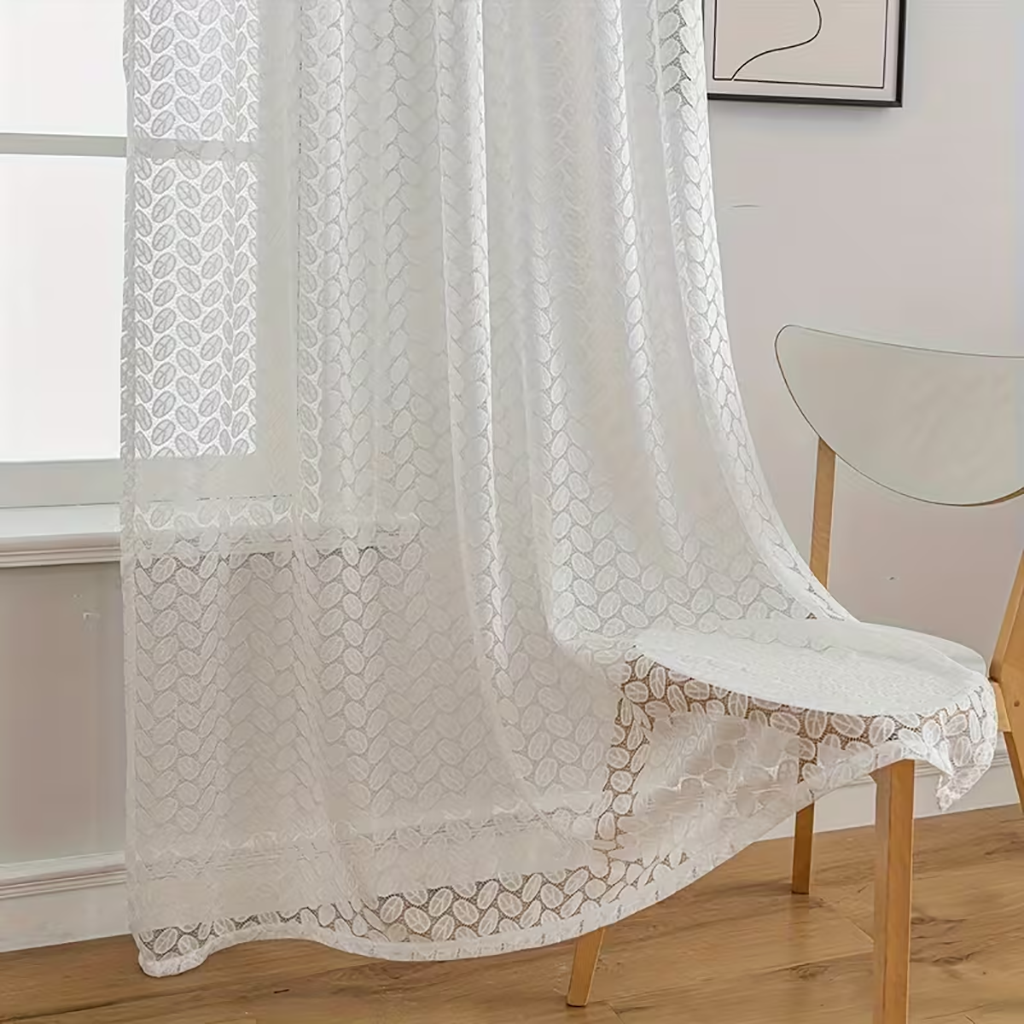 2PCS white leaf lace curtain,  - Embroidery Room review and price