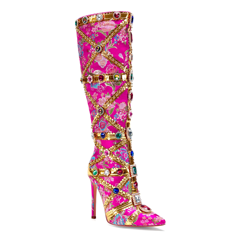 Multicolor Gemstone Gold Trim  - Embroidery Shoes review and price