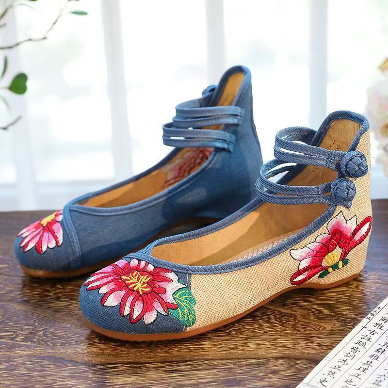 Woman Wedges Embroidered Cloth - Embroidery Shoes review and price