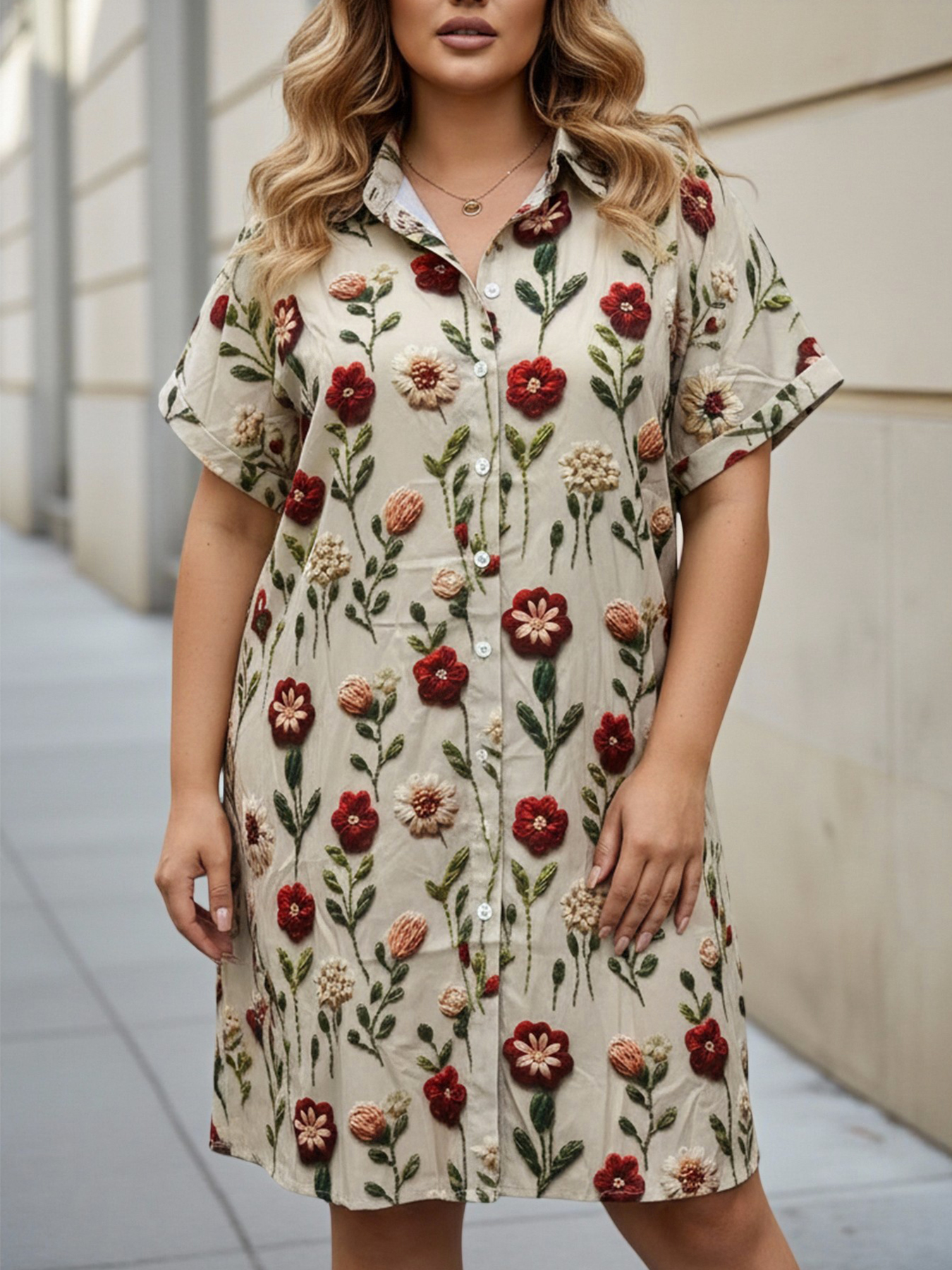 Plus Size Women's Longline Ove - Embroidery Blouse review and price