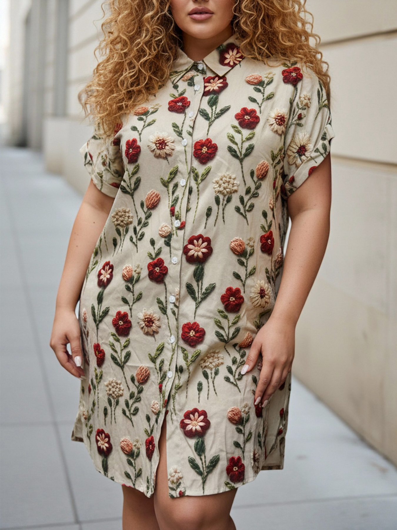 Plus Size Women's Longline Ove - Embroidery Blouse review and price