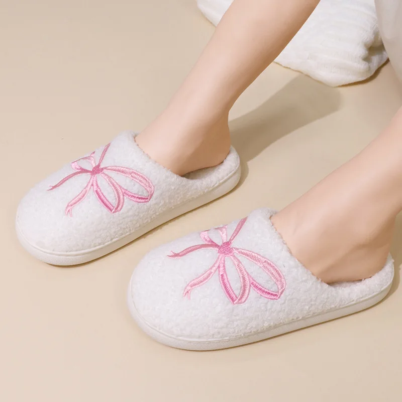 Sweet Pink Bowknot Embroidery  - Embroidery Shoes review and price