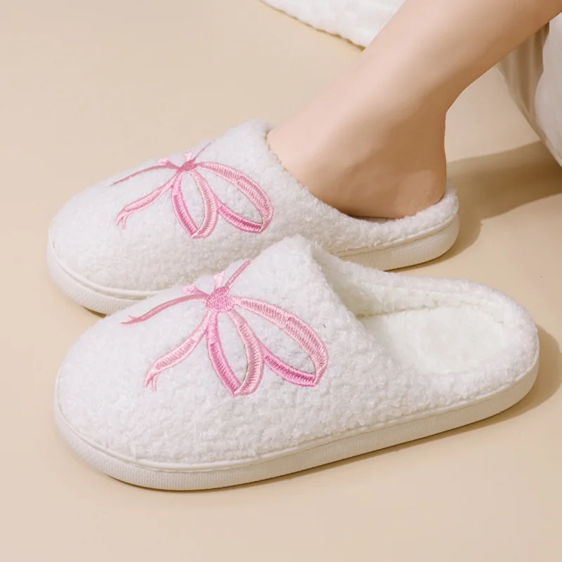 Sweet Pink Bowknot Embroidery  - Embroidery Shoes review and price